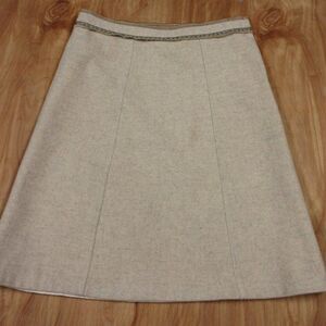 GAP A-Line Boho Aztec Fringed Wool Blend Fully Lined Skirt Womens Sz 8 Beige Tan
